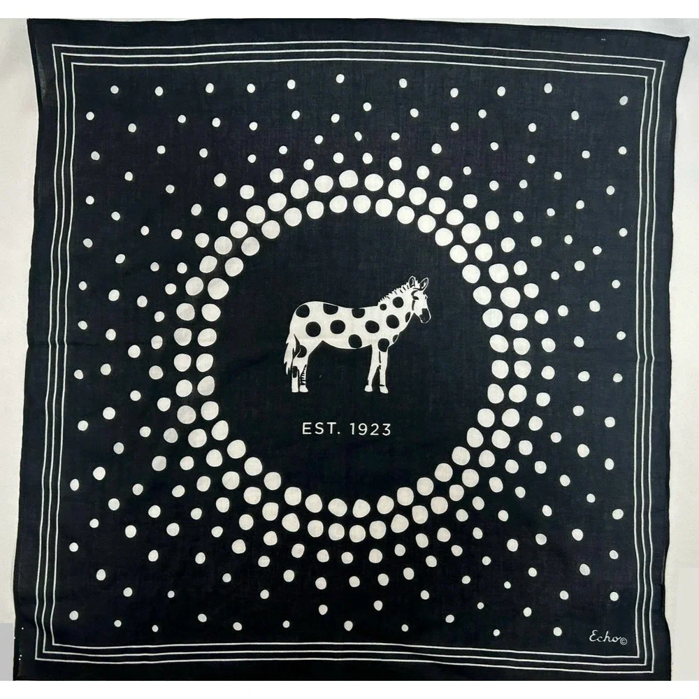 Echo Pocket Square Cotton 20x20 Donkey Print Preppy Cottagecore Handkerchief